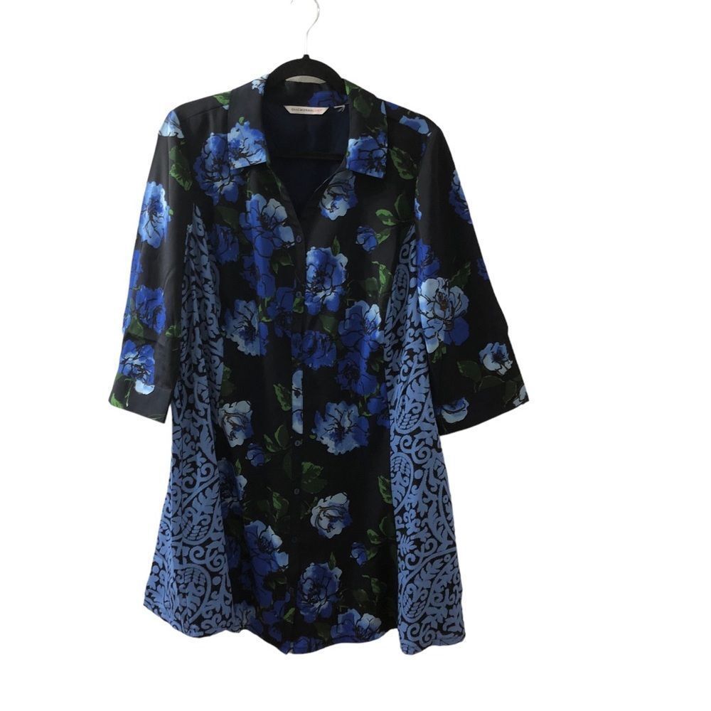 Isaac Mizrahi Live! Floral Button Down Dress Sz 2X